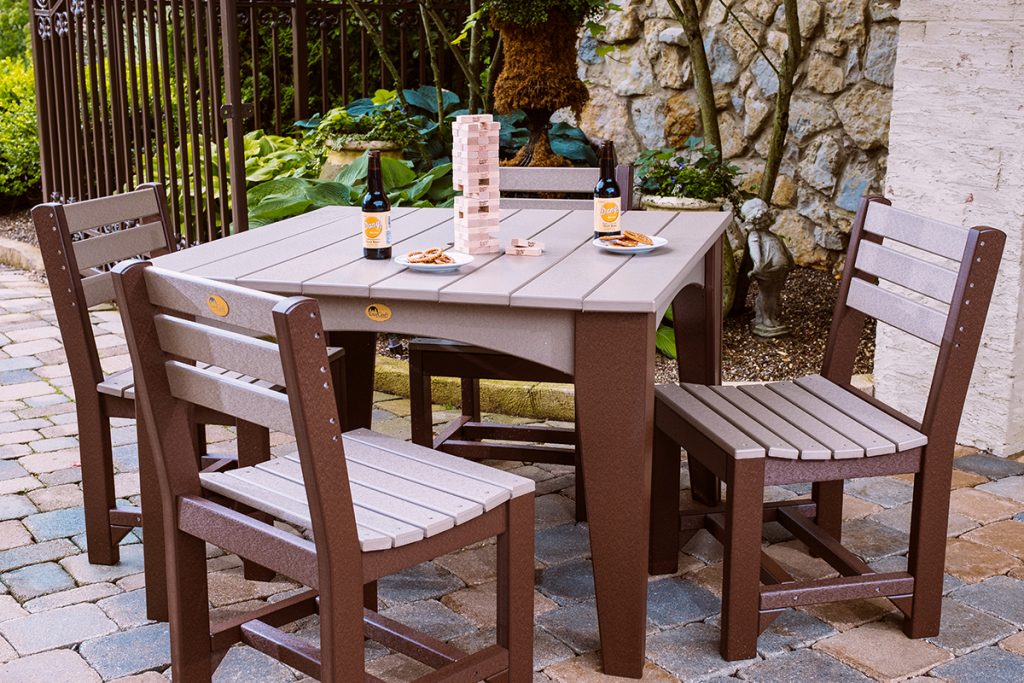 island dining table 44 square set weatherwood chestnut brown 1024x683 1