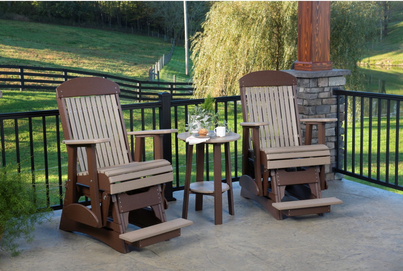 2 classic balcony glidersweathered wood chestnut brown