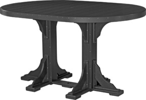 black p46otbk poly 4 x 6 oval table black bar height