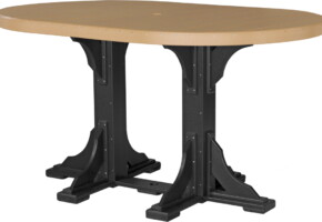 cedar / black p46otcb poly 4 x 6 oval table cedar black bar height