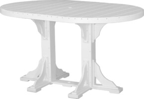 white p46otw poly 4 x 6 oval table white bar height