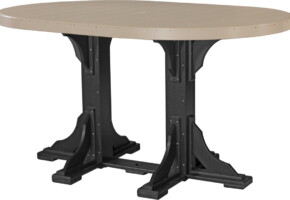 weatherwood / black p46otwwb poly 4 x 6 oval table weatherwood black bar height