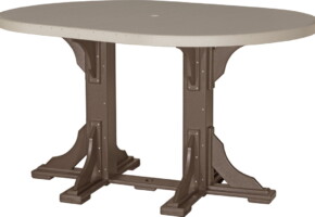 weatherwood / chestnut brown p46otwwcbr poly 4 x 6 oval table weatherwood chestnut brown bar height
