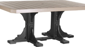 weatherwood / black p46rtwwb poly 4 x 6 rectangular table weatherwood black dining height