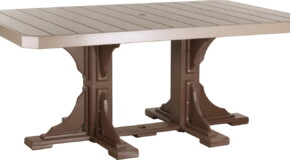 weatherwood / chestnut brown p46rtwwcbr poly 4 x 6 rectangular table weatherwood chestnut brown dining height