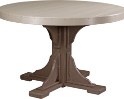 weatherwood / chestnut brown p4rtwwcbr poly 4 round table weatherwood chestnut brown dining height