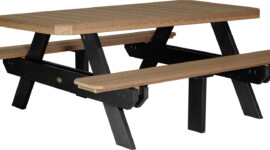 antique mahogany / black p6rptamb poly 6 rectangular picnic table antique mahogany black