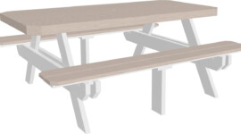 birch / white p6rptbiw poly 6 rectangular picnic table birch white