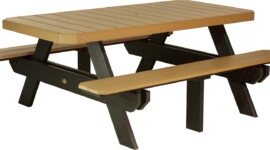 cedar / black p6rptcb poly 6 rectangular picnic table cedar black