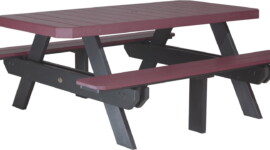 cherrywood / black p6rptchb poly 6 rectangular picnic table cherrywood black