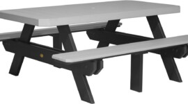 dove gray / black p6rptdgb poly 6 rectangular picnic table dove gray black