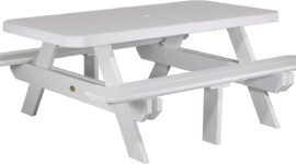 white p6rptw poly 6 rectangular picnic table white