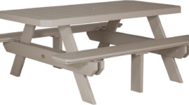 weatherwood p6rptww poly 6 rectangular picnic table weatherwood