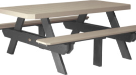 weatherwood / black p6rptwwb poly 6 rectangular picnic table weatherwood black
