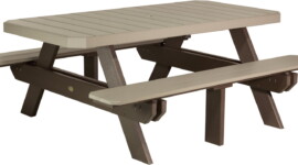 weatherwood / chestnut brown p6rptwwcbr poly 6 rectangular picnic table weatherwood chestnut brown