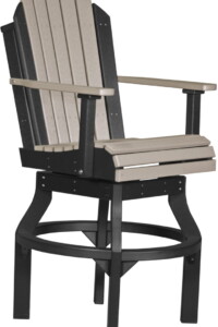 weatherwood / black pascbwwb poly adirondack swivel chair bar height weatherwood black