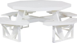 white poptw poly octagon picnic table white