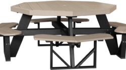 weatherwood / black poptwwb poly octagon picnic table weatherwood black