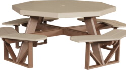 weatherwood / chestnut brown poptwwcbr poly octagon picnic table weatherwood chestnut brown